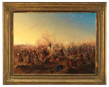 Battle of Karakal between the Russian Cavalry under their Supreme Commander Andrei Nikolaevich Karamzin (1814–1854) and an overpowering Turkish army on 28 May 1854 by 
																			B Bachmann-Hohmann